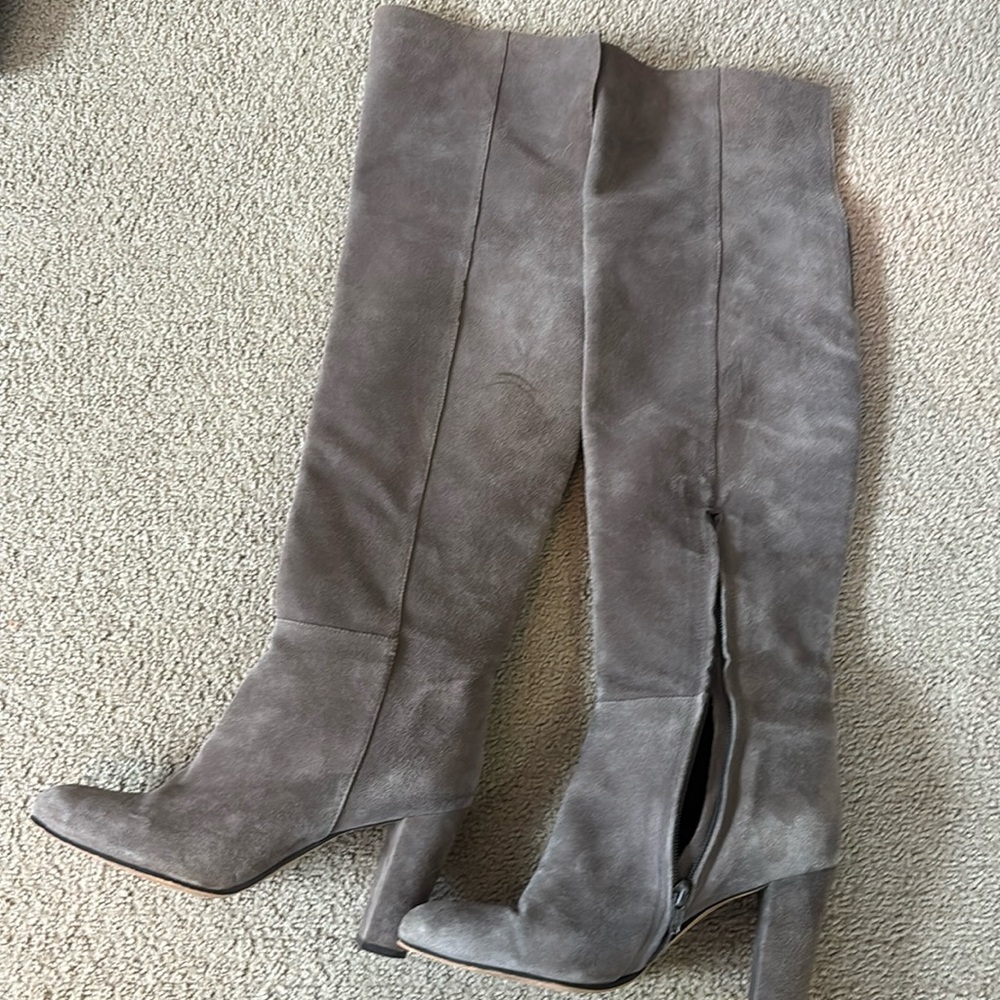 Halogen OTK Grey Suede Heeled Boots 8